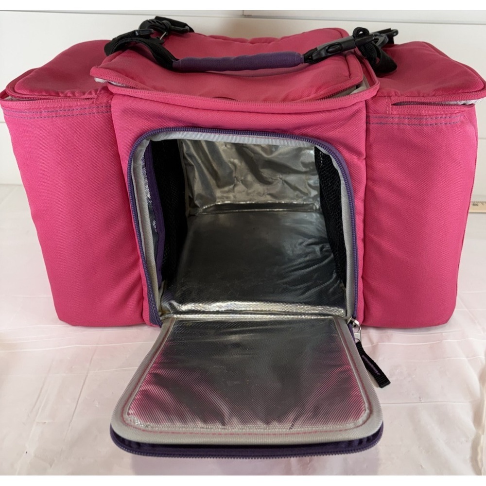 Pack Fitness Meal Prep Bag Cooler Lunch Box Gym Workout Bag With Containers Pink - Picture 4 of 14